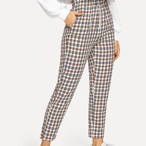 Plaid print loose pants